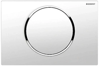 Клавиша Geberit Sigma Type 10 115.758.KJ.5, одинарный смыв, рамка-белая/кнопка-белая/кольцо-глянцевый хром