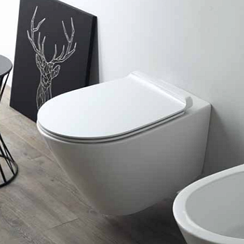 Унитаз подвесной безободковый 56.5х37,5 см, цвет: белый