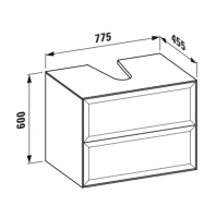 Тумба под раковину Laufen New Classic 77.5 х 45.5 х 60 см, 4.0601.4.085.627.1, подвесная, вырез посередине, серый - Gidratop.ru изображение