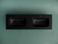 Раковина накладная мебельная CERAMICANOVA Grace прямоугольная 1410x457x137 с двумя чашами и отверстиями под смеситель цвет черный матовый CN7022MB - Gidratop.ru изображение