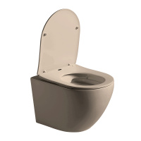 Унитаз подвесной Globo VT1-14SMC безободковый, цвет капучино мат., ультратонкое сиденье soft-close - Gidratop.ru изображение