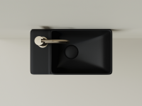 Умывальник подвесной прямоугольный (чаша справа, отверстие под смеситель слева) цвет черный матовый Element 395x220x125мм - Gidratop.ru изображение