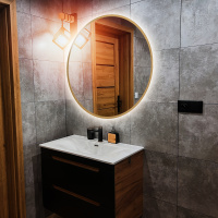 Зеркало ABBER Mond AG6204SCGL-1.0 с подсветкой, бесконтактный выключатель, диммер, золото - Gidratop.ru изображение