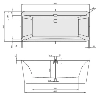 Ванна Villeroy&Boch Squaro Edge 12 Duo UBQ180SQE7PDV-01, 180 х 80 см, Quaryl®, отдельностоящая - Gidratop.ru изображение