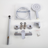 UNIQUE Смеситель для ванны и душа с длинным изливом в комплекте с ручным душем, шлангом и держателем, хром UNIQUE-VASM-L-CRM - Gidratop.ru изображение