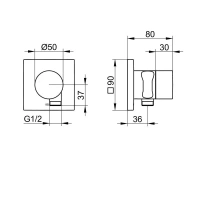 Вентиль запорный Keuco Ixmo 59541010202, квадратный, c выводом для шланга и держателем лейки DN 15, хром - Gidratop.ru изображение