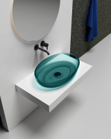 Раковина накладная прозрачная ABBER Kristall AT2801Aquamarin бирюзовая - Gidratop.ru изображение