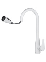 Смеситель для кухни с выдвижным изливом WONZON & WOGHAND, Белый матовый (WW-121E201B-MW) - Gidratop.ru изображение