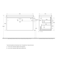GIUBILEO База под раковину подвесная с одним выкатным ящиком, Bianco Lucido, 1000x460x500, GIUBILEO-100-1C-SO-BL - Gidratop.ru изображение