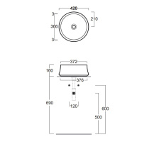 Раковина 42 см, без отв., цвет: белый - Gidratop.ru изображение