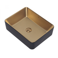 Раковина накладная ABBER Rechteck AC2212BG матовое золото с черным - Gidratop.ru изображение