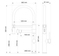 Смеситель для кухни с гибким изливом и подключением фильтра WONZON & WOGHAND, Темный графит (WW-88458007-BGM) - Gidratop.ru изображение