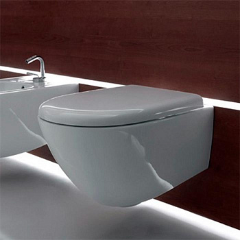 Унитаз подвесной,безободковый,55х36.5см, с сиденьем, цвет: белый