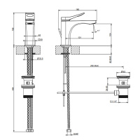 GESSI Rilievo смеситель для раковины на 1 отв. с донным клапаном  h=156мм, излив 131мм , цвет: nero XL - Gidratop.ru изображение