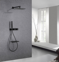 Душевая система ABBER Rund AF8750B скрытого монтажа с изливом, термостат, черная матовая - Gidratop.ru изображение