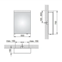 Зеркальный шкаф Keuco Royal Reflex 24001 171101 подвесной 50 см, алюминий серебристый, петли справа - Gidratop.ru изображение