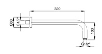 CZR-U-TDA-30-03/24 Излив для душа, 32 см, круглое сечение, исполнение золото 24 карат - Gidratop.ru изображение