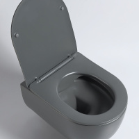 Унитаз подвесной Evo VT1-34SMA безободковый, цвет антрацит матовый, ультратонкое soft-close сиденье - Gidratop.ru изображение