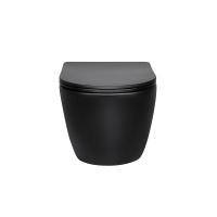 Унитаз подвесной Globo VT1-14SMB безободковый, цвет матовый черный, ультратонкое сиденье soft-close - Gidratop.ru изображение