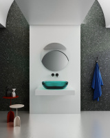 Раковина накладная прозрачная ABBER Kristall AT2805Aquamarin бирюзовая - Gidratop.ru изображение