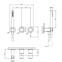 GESSI 316 смеситель встраиваемый, однорычажный, с переключателем на 2 полож, держ с подв воды, ручн душ и шланг 1500 мм, цвет Black Metal Brushed PVD - Gidratop.ru изображение