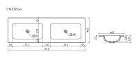 Раковина накладная мебельная CERAMICANOVA Grace прямоугольная 1410x457x137 с двумя чашами без отверстий под смеситель цвет черный матовый CN7022MBwx - Gidratop.ru изображение