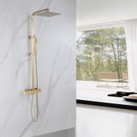 Душевая стойка ABBER Daheim AF8260GL с термостатом без излива, золото матовое - Gidratop.ru изображение