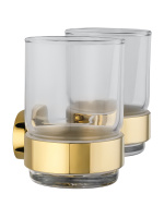 Два стакана для зубных щеток с держателем WONZON & WOGHAND FIRST, Глянцевое золото (WW-8428-LG) - Gidratop.ru изображение