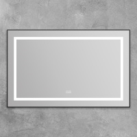 Зеркало в алюминиевой раме со встроенным светильником, сенсорным выключателем и подогревом, SPC-KRAFT-1085-685-TCH-WARM-NERO, 1085x32x685 мм - Gidratop.ru изображение