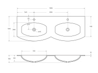 Стеклянная раковина с двумя чашами 82412 Extra-light, 138x52 - Gidratop.ru изображение