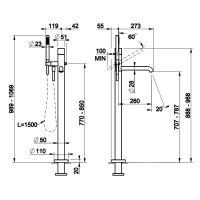 GESSI HABITO UNITO смеситель для ванны напольный, однорычажный, цвет Finox Brushed Nickel - Gidratop.ru изображение