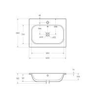 CEZARES раковина керамическая 60 см, CZR-NAT-60-LVB - Gidratop.ru изображение