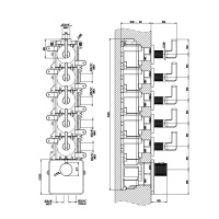 GESSI INCISO встраиваемый термостатический смеситель на 5 источников, резьба 3/4 (внешние части), цвет: nero XL - Gidratop.ru изображение