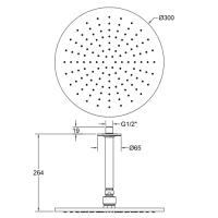 GESSI INCISO потолочная верхний душ шарнирная на 1/2, Oslash;300мм, длина изготавливается под заказ (от 105 до 1855 мм), цвет: Black XL - Gidratop.ru изображение