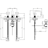 GESSI INCISO смеситель для раковины на 3 отверстия с донным клапаном, излив 140мм, h=145мм, цвет: золото - Gidratop.ru изображение