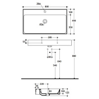 Раковина 80х45 см, 1 отв., подвесная, цвет: белый - Gidratop.ru изображение