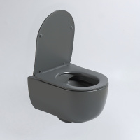 Унитаз подвесной Evo VT1-34SMA безободковый, цвет антрацит матовый, ультратонкое soft-close сиденье - Gidratop.ru изображение