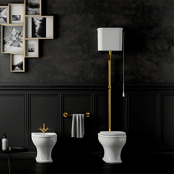 Труба для высокого бачка, состоит из 3-х частей, цвет золото