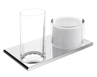 Держатель двойной Keuco Edition 400 11553019000 со стаканом и дозатором жидкого мыла, хром - Gidratop.ru изображение