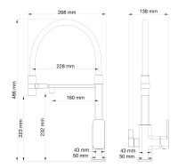 Смеситель для кухни с гибким изливом и подключением фильтра WONZON & WOGHAND, Брашированное золото (WW-88458012-BG（MW)) - Gidratop.ru изображение