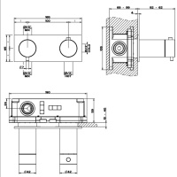 GESSI 316 термостатический смеситель, с подключением на 3/4, фильтр, на 2 источника (внешняя часть), цвет: brushed black metal pvd - Gidratop.ru изображение