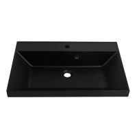 Раковина из искусственного камня, чёрная, 700x450x150, BB700/450-LV-ART-AST-NERO - Gidratop.ru изображение