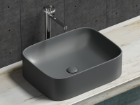 Умывальник чаша накладная прямоугольная (Темный Антрацит Матовый) Element 505x380x150мм - Gidratop.ru изображение