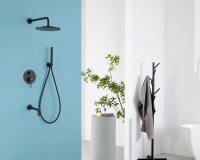 Душевая система ABBER Wasser Kreis AF8117B скрытого монтажа с изливом, черная матовая - Gidratop.ru изображение