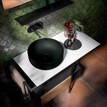 Раковина-чаша 40х15 см, без отв., цвет: черный матовый