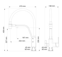 Смеситель для кухни с гибким изливом и подключением фильтра WONZON & WOGHAND, Темный графит (WW-88458013-BGM) - Gidratop.ru изображение