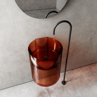 Раковина подвесная прозрачная ABBER Kristall AT2704Opal коричневая - Gidratop.ru изображение