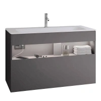 Тумба под раковину Keuco Stageline 32872290100, 100 см, с подсветкой, 1 ящик, цвет инокс матовый - Gidratop.ru изображение