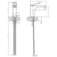 GESSI Rilievo смеситель для раковины на 1 отв. без донного клапана  h=156мм, излив 131мм , цвет: nero XL - Gidratop.ru изображение