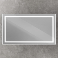 Зеркало в алюминиевой раме со встроенным светильником и сенсорным выключателем по периметру рамы, SPC-KRAFT-1400-800-SENS-AL, 1400x800x32 мм - Gidratop.ru изображение